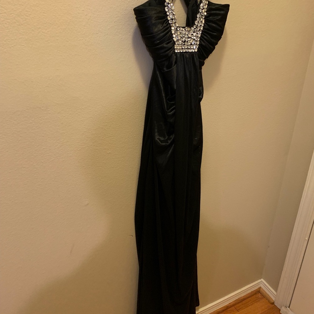 Black and front crystal dress